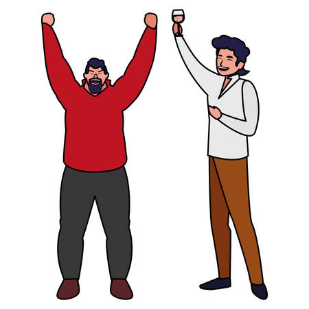 cartoon happy men over white background, vector illustrationのイラスト素材