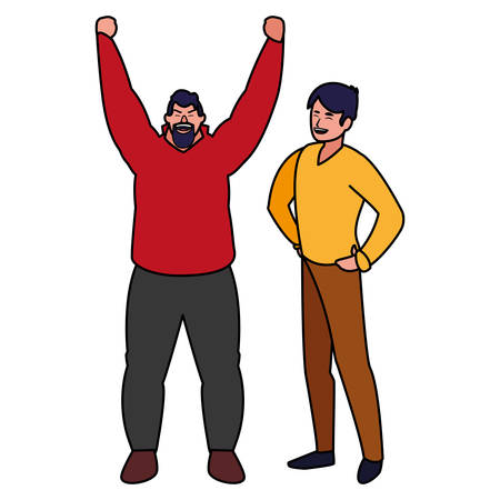 cartoon happy men over white background, vector illustrationのイラスト素材