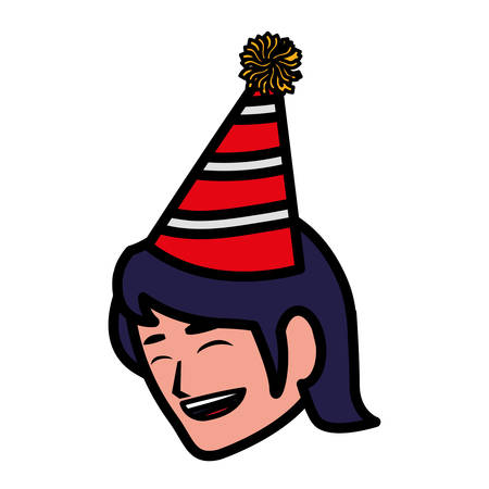 happy man with party hat over white background, vector illustrationのイラスト素材