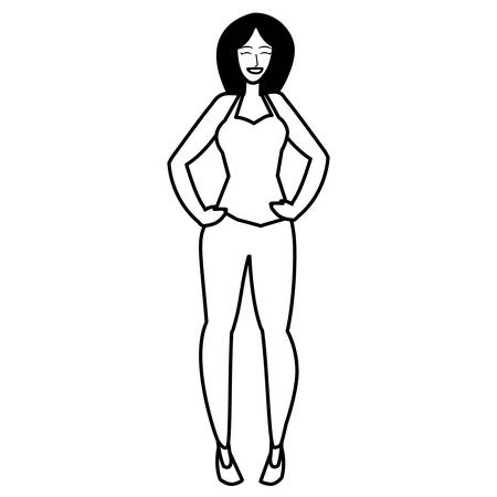 Cartoon woman wearing casual clothes over white background, vector illustrationのイラスト素材