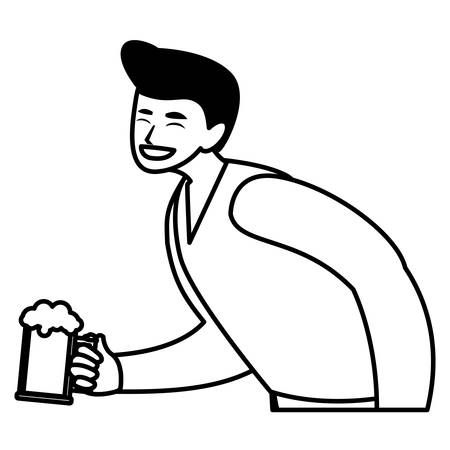 Happy man enjoying a alcohol drink over white background, vector illustrationのイラスト素材