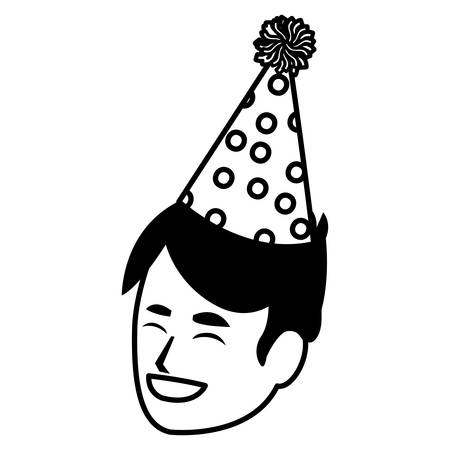 happy man with party hat over white background, vector illustrationのイラスト素材