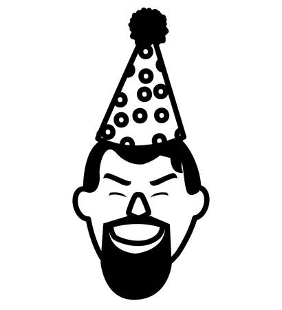 happy man with party hat over white background, vector illustrationのイラスト素材