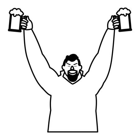 Happy man enjoying a alcohol drink over white background, vector illustrationのイラスト素材