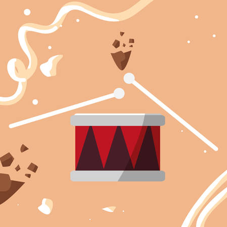 drums icon over orange background, vector illustrationのイラスト素材