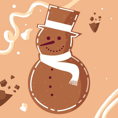 cartoon snowman icon over orange background, vector illustrationのイラスト素材