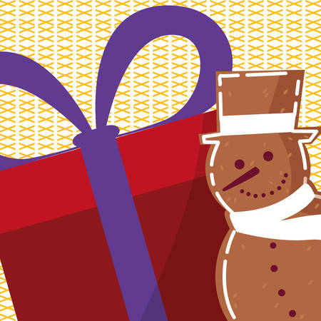 gift box and snowman icon over white background, vector illustrationのイラスト素材