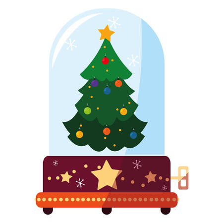 Christmas music box with christmas tree icon over white background, vector illustrationのイラスト素材