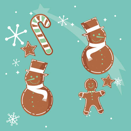 christmas cookies over blue background, vector illustrationのイラスト素材