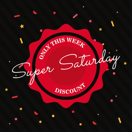 super saturday sale sticker sign confetti vector illustrationのイラスト素材