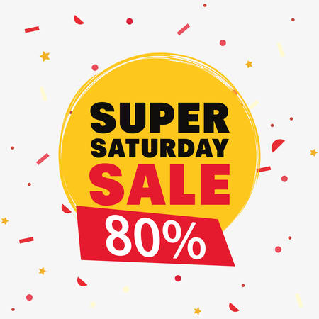 super saturday sale sticker offer discount confetti vector illustrationのイラスト素材