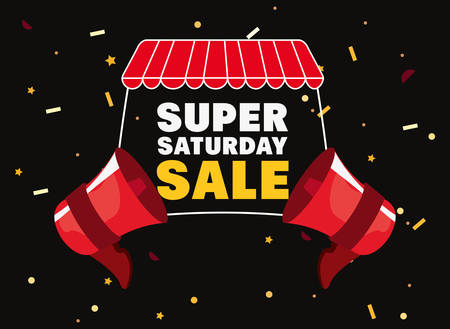 super saturday sale store mgepahones offer confetti vector illustrationのイラスト素材
