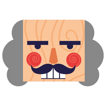 nutcracker face icon over white background, vector illustrationのイラスト素材