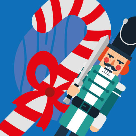 Christmas cane over blue background, vector illustrationのイラスト素材