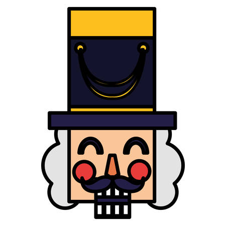 Christmas nutcracker face icon over white background, vector illustrationのイラスト素材