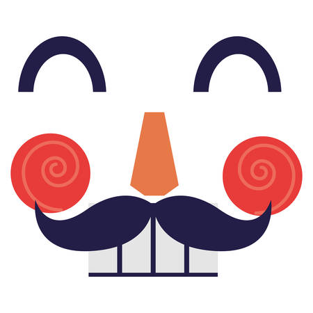 Face of nutcracker with mustache over white background, vector illustrationのイラスト素材