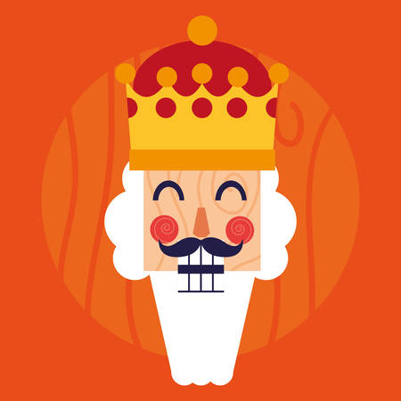 Christmas nutcracker face icon over orange background, colorful design, vector illustrationのイラスト素材