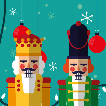 Christmas nutcrackers icon over blue background, vector illustrationのイラスト素材