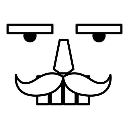 Face of nutcracker with mustache over white background, vector illustrationのイラスト素材
