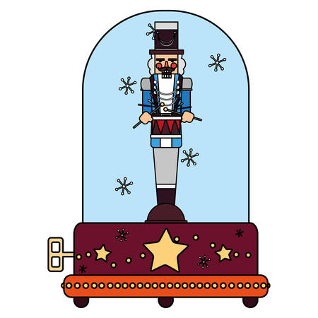 christmas music box with nutcraker icon over white background, vector illustrationのイラスト素材