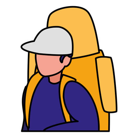 young man with climbing bag vector illustration designのイラスト素材