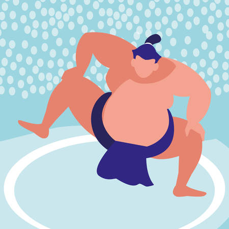 sumo wrestler icon over blue background, vector illustrationのイラスト素材