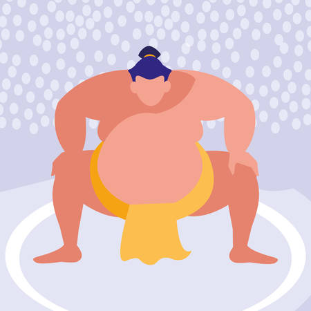 sumo wrestler icon over purple background, vector illustrationのイラスト素材