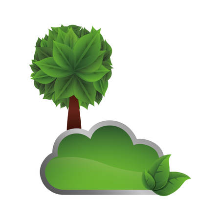 ecology tree plant with cloud vector illustration designのイラスト素材