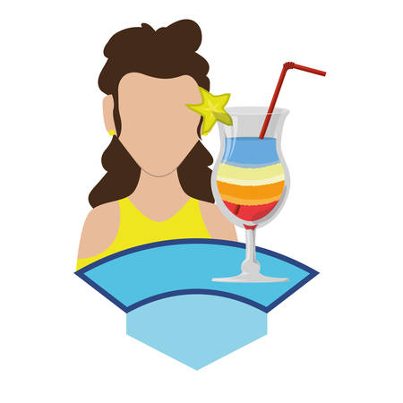 woman with cocktail icon vector illustration designのイラスト素材