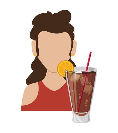 woman with cocktail icon vector illustration designのイラスト素材