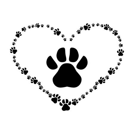 dog paws prints heart pattern vector illustration designのイラスト素材