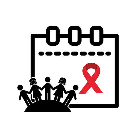 calendar december 1 with community silhouettes vector illustrationのイラスト素材