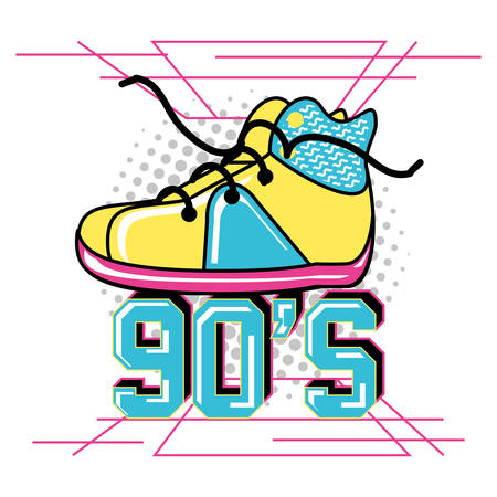 shoe tennis of nineties retro vector illustration designのイラスト素材