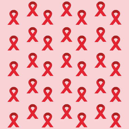 red ribbons hiv fight pattern vector illustration design