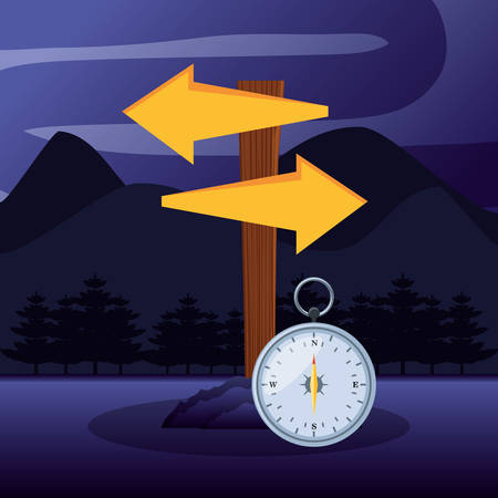 arrows directions and compass in camping zone vector illustration designのイラスト素材