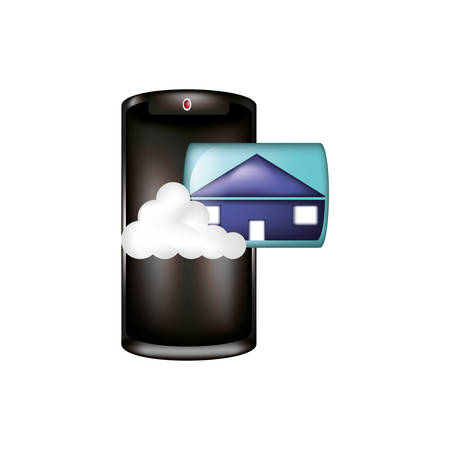 smartphone with cloud computing and house vector illustration designのイラスト素材