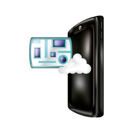 smartphone with cloud computing and map vector illustration designのイラスト素材