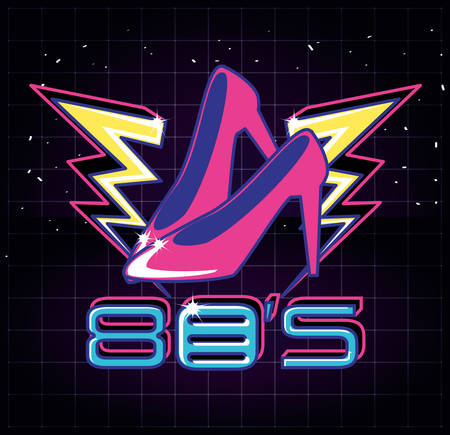 high heel shoes female of eighties retro vector illustration designのイラスト素材