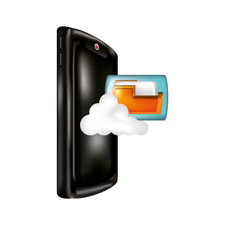 smartphone with cloud computing and folder vector illustration designのイラスト素材