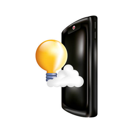 smartphone with cloud computing and light bulb vector illustration designのイラスト素材