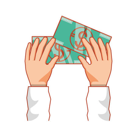 hand with bills dollar money isolated icon vector illustration designのイラスト素材