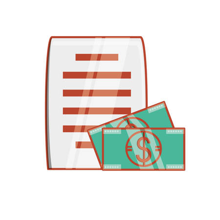 bill dollar money with document paper vector illustration designのイラスト素材