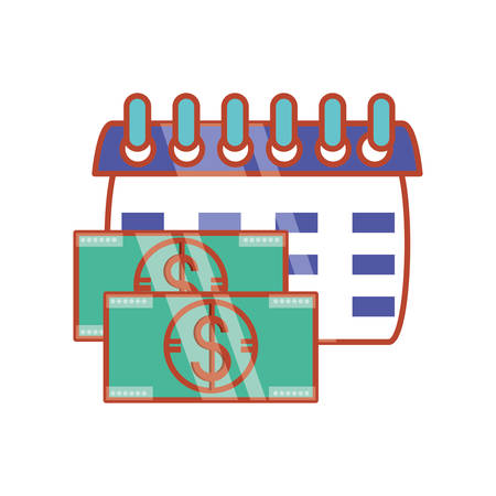 bills dollars with calendar vector illustration designのイラスト素材