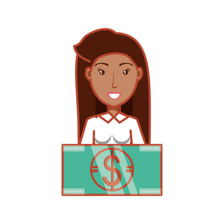 woman with bill dollar money vector illustration designのイラスト素材