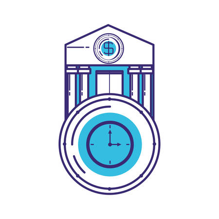bank building with time clock vector illustration designのイラスト素材