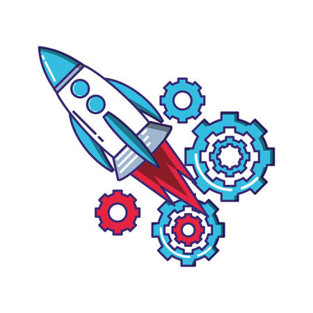 rocket start up with gears vector illustration designのイラスト素材