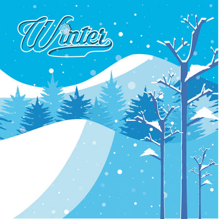 winter landscape scene christmas vector illustration designのイラスト素材