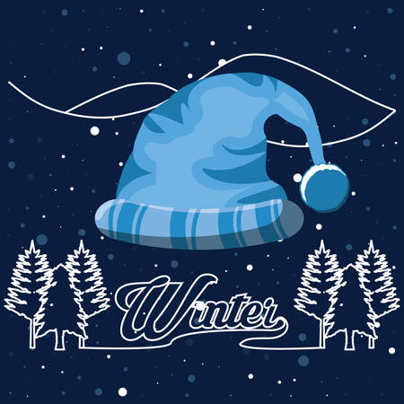 winter landscape with hat scene christmas vector illustration designのイラスト素材