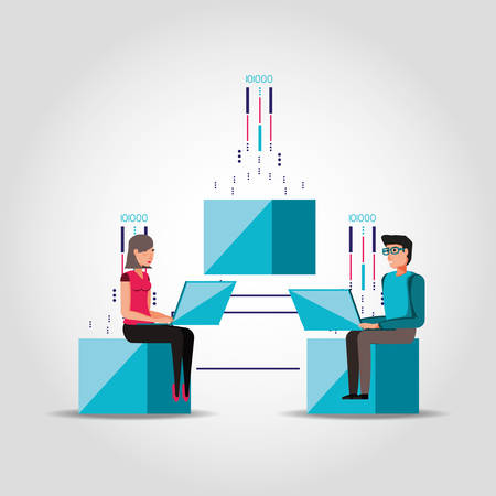 couple working and set icons business vector illustration designのイラスト素材