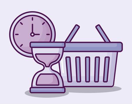 shopping basket with set icons finance vector illustration designのイラスト素材